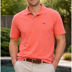 Tommy Bahama Men’s Polo Shirt Large Coral/Orange Marlin Swordfish Sailfish Golf